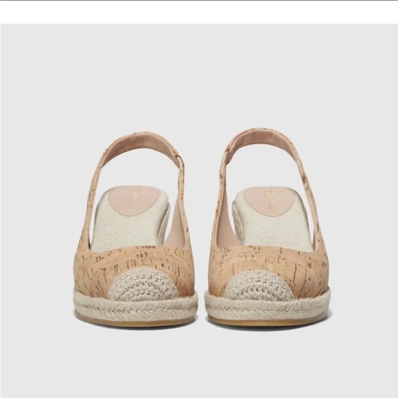 NWOT Cole Haan Cloudfeel Espadrille Wedge Slingback Cork-Natural Linen - Picture 2 of 13